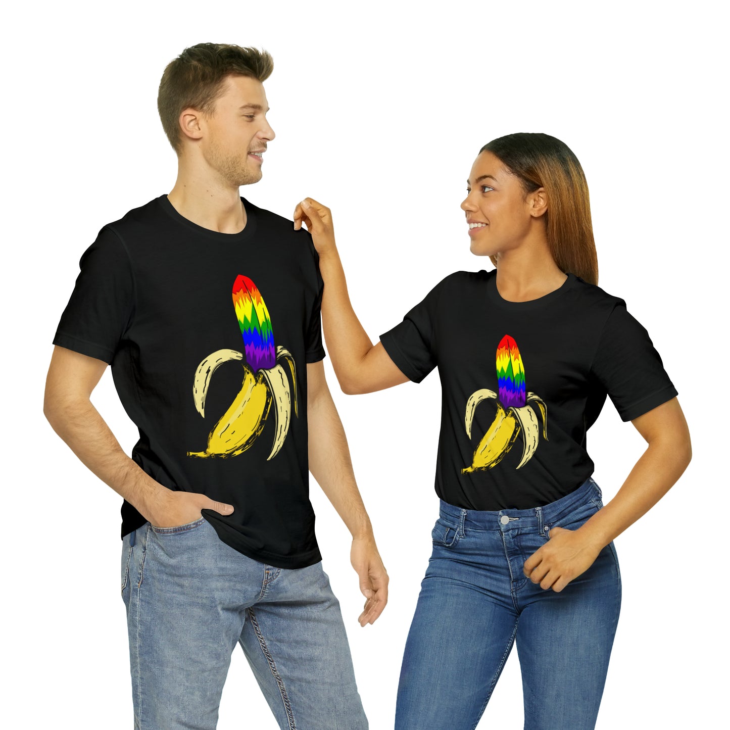 Rainbow Banana Unisex Jersey Short Sleeve Tee