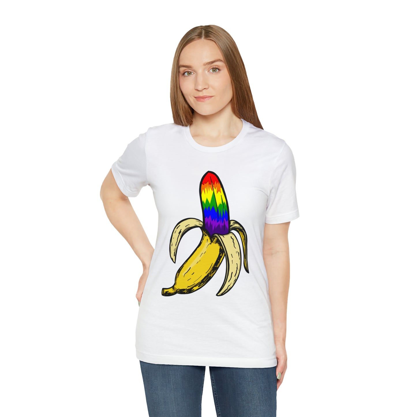 Rainbow Banana Unisex Jersey Short Sleeve Tee