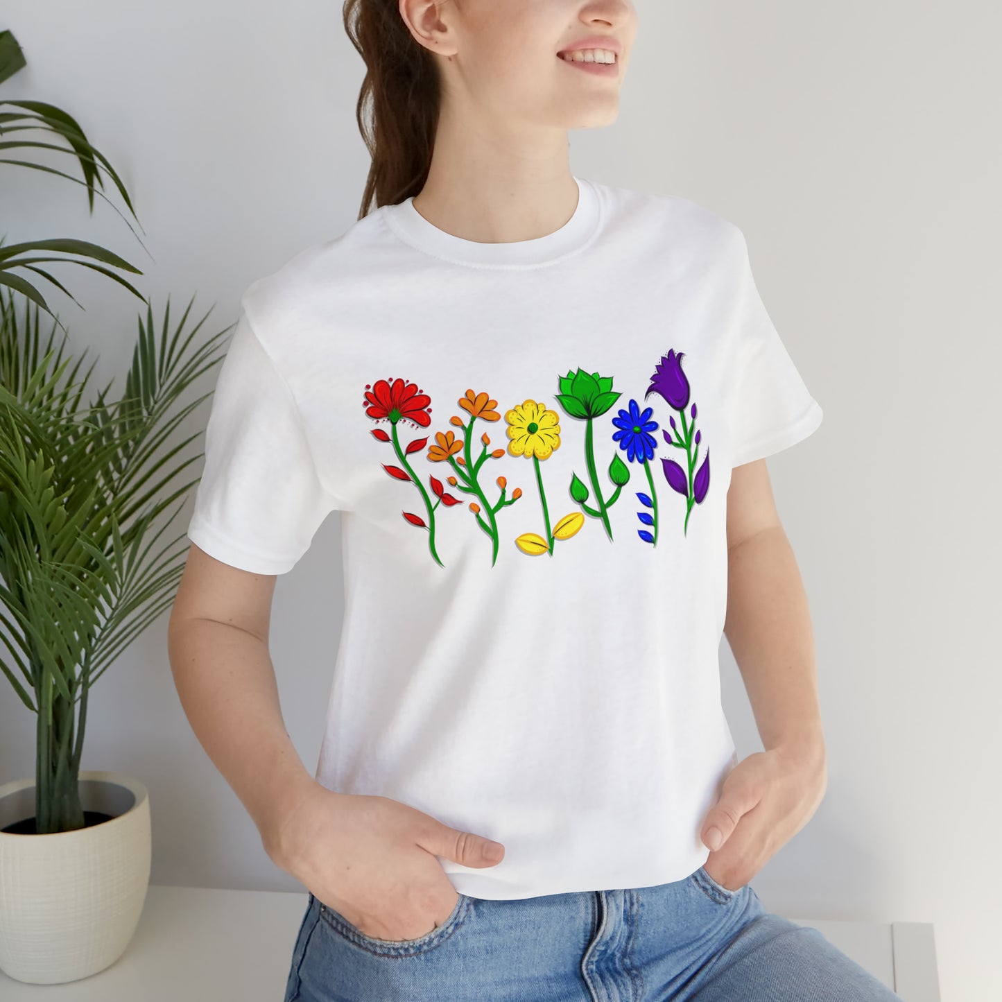 Rainbow Flowers Unisex Tshirt