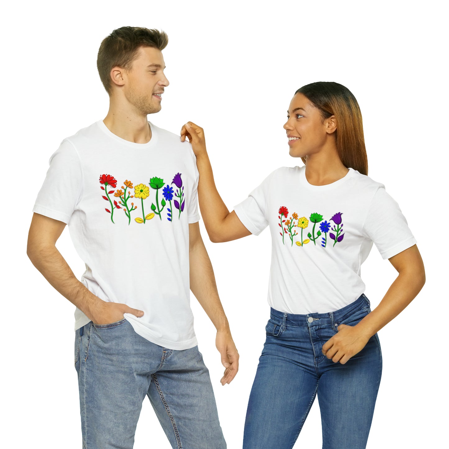 Rainbow Flowers Unisex Tshirt