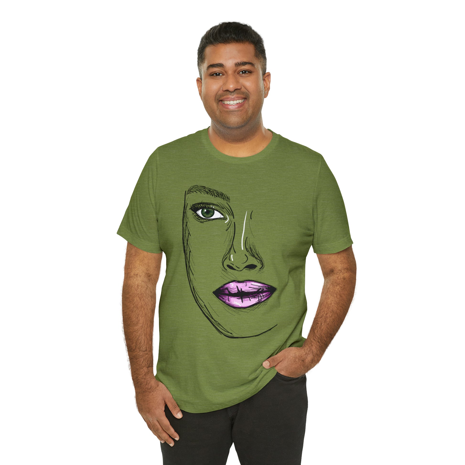 A vibrant and captivating t-shirt featuring an artistic depiction of a beautiful woman. The design celebrates the diverse beauty of women and their empowering presence. The colors and details of the artwork make it a true standout piece. Perfect for making a fashion statement and embracing the beauty within.