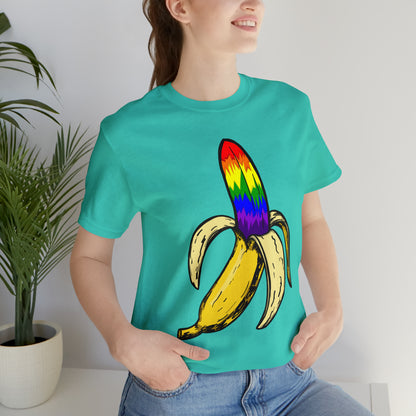 Rainbow Banana Unisex Jersey Short Sleeve Tee