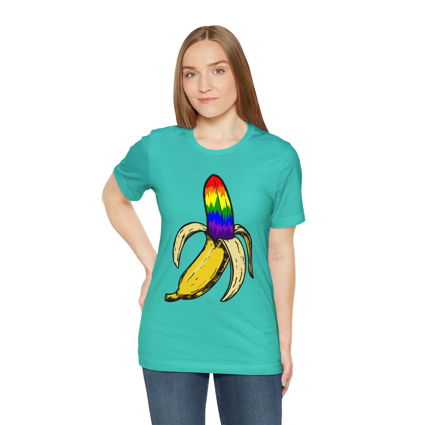 Rainbow Banana Unisex Jersey Short Sleeve Tee