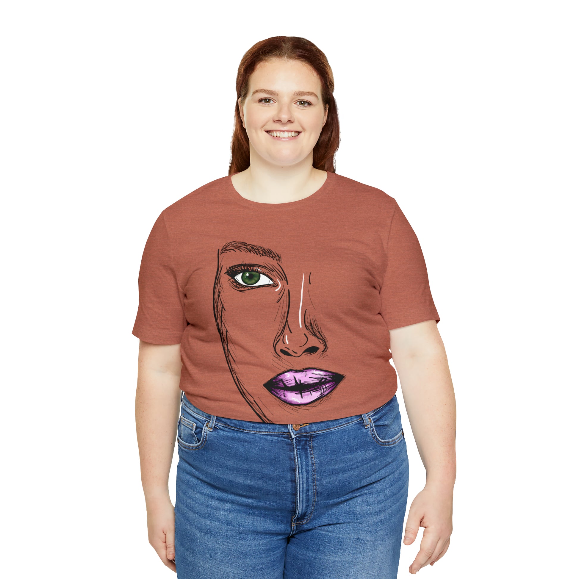 A vibrant and captivating t-shirt featuring an artistic depiction of a beautiful woman. The design celebrates the diverse beauty of women and their empowering presence. The colors and details of the artwork make it a true standout piece. Perfect for making a fashion statement and embracing the beauty within.