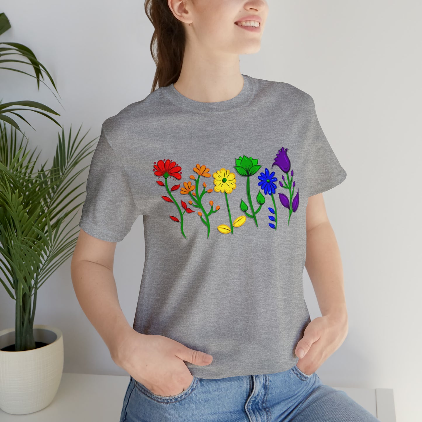 Rainbow Flowers Unisex Tshirt