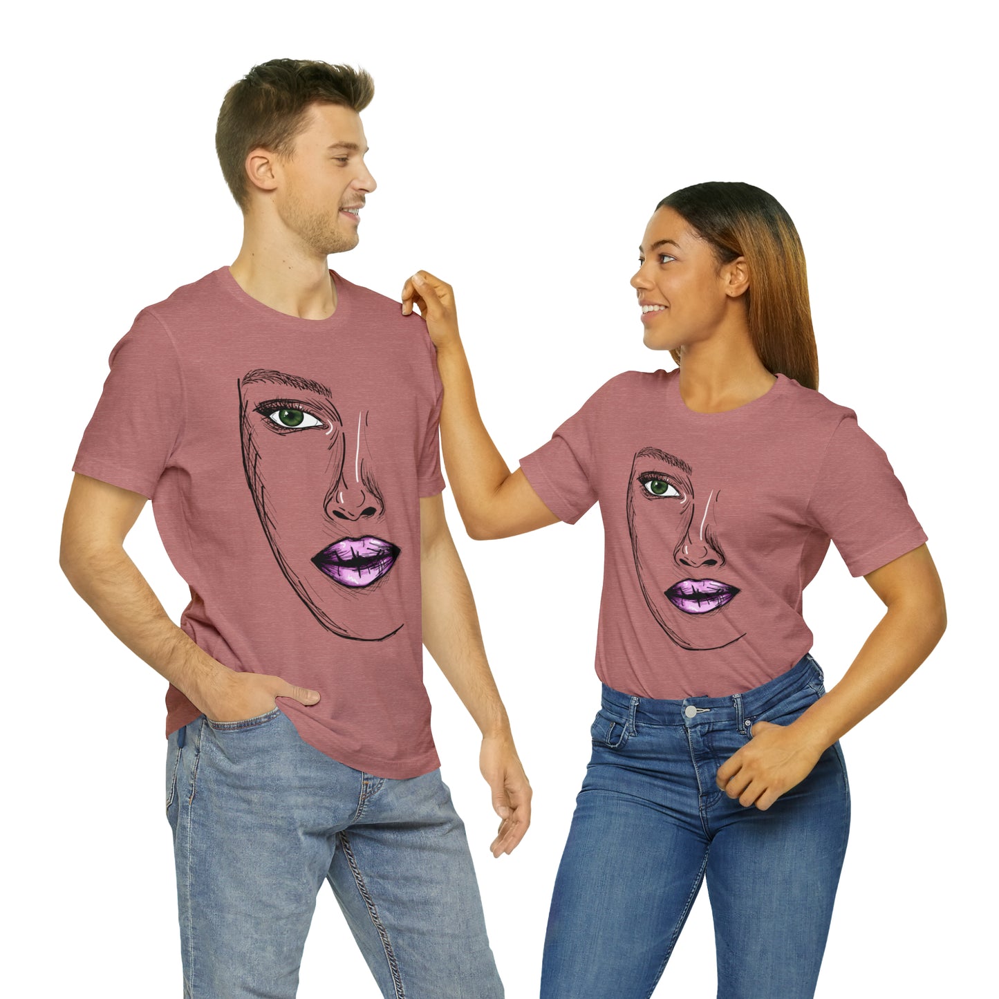 A vibrant and captivating t-shirt featuring an artistic depiction of a beautiful woman. The design celebrates the diverse beauty of women and their empowering presence. The colors and details of the artwork make it a true standout piece. Perfect for making a fashion statement and embracing the beauty within.