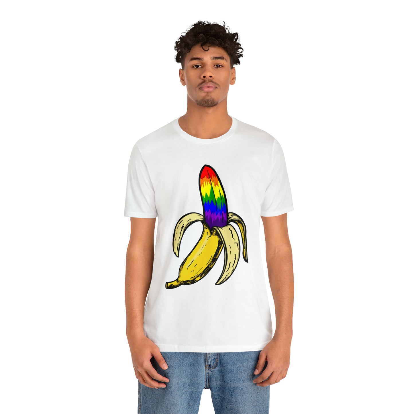 Rainbow Banana Unisex Jersey Short Sleeve Tee