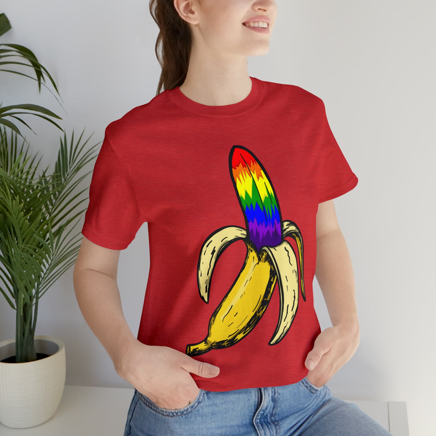 Rainbow Banana Unisex Jersey Short Sleeve Tee