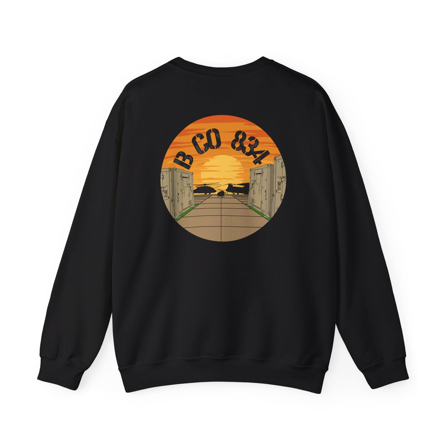 Crewneck Sweatshirt — B CO 834 Sunset Military Unit Logo