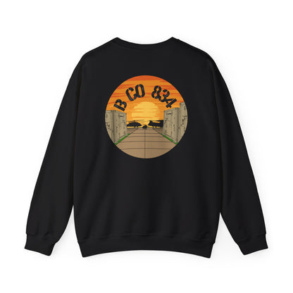 Crewneck Sweatshirt — B CO 834 Sunset Military Unit Logo