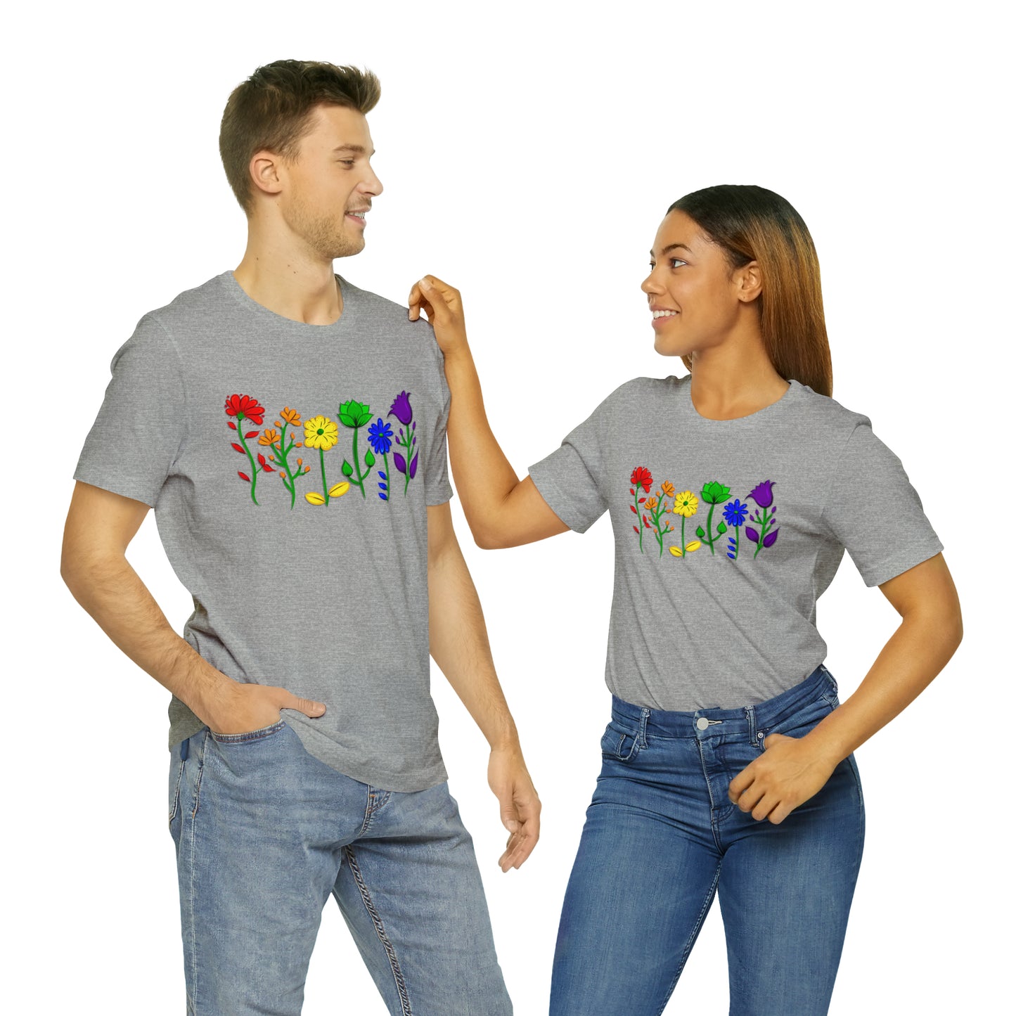 Rainbow Flowers Unisex Tshirt