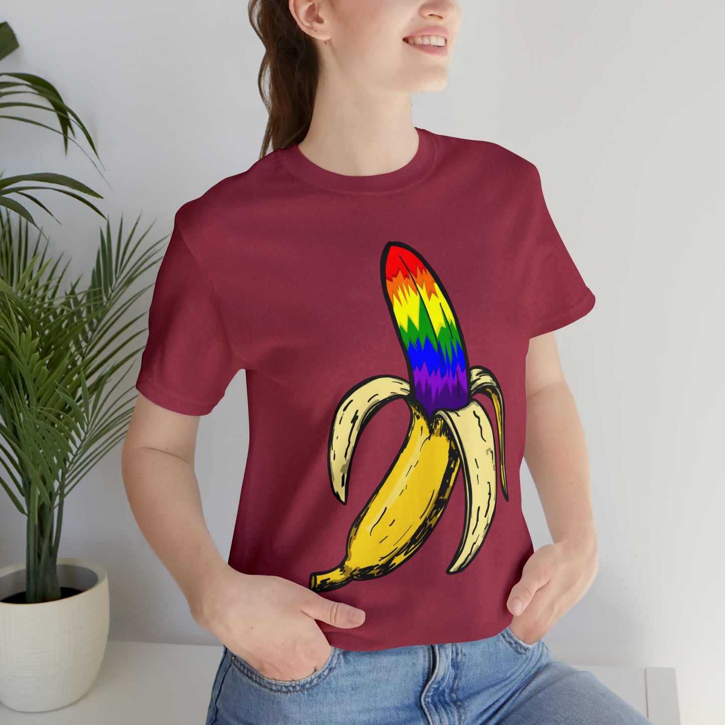 Rainbow Banana Unisex Jersey Short Sleeve Tee