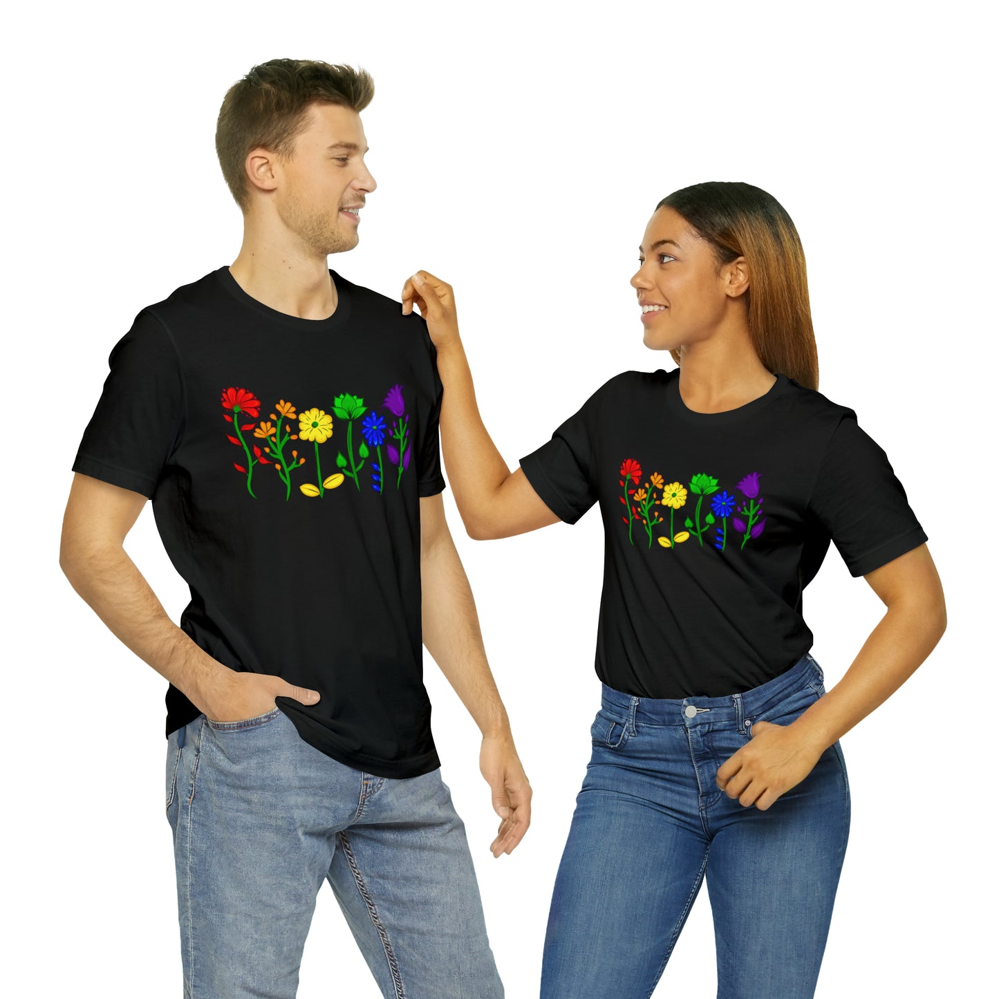 Rainbow Flowers Unisex Tshirt