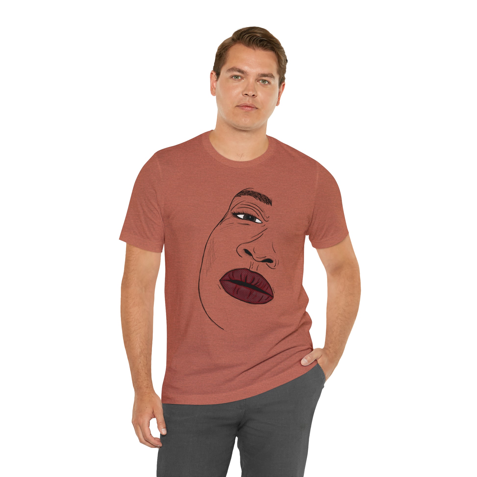 A t-shirt featuring an illustration of a compassionate and nurturing woman. The design showcases a caring woman, symbolizing empathy and kindness. This t-shirt serves as a visual representation of the importance of compassion and caring for others.