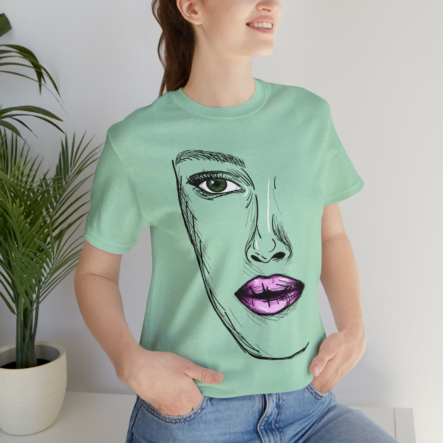 A vibrant and captivating t-shirt featuring an artistic depiction of a beautiful woman. The design celebrates the diverse beauty of women and their empowering presence. The colors and details of the artwork make it a true standout piece. Perfect for making a fashion statement and embracing the beauty within.