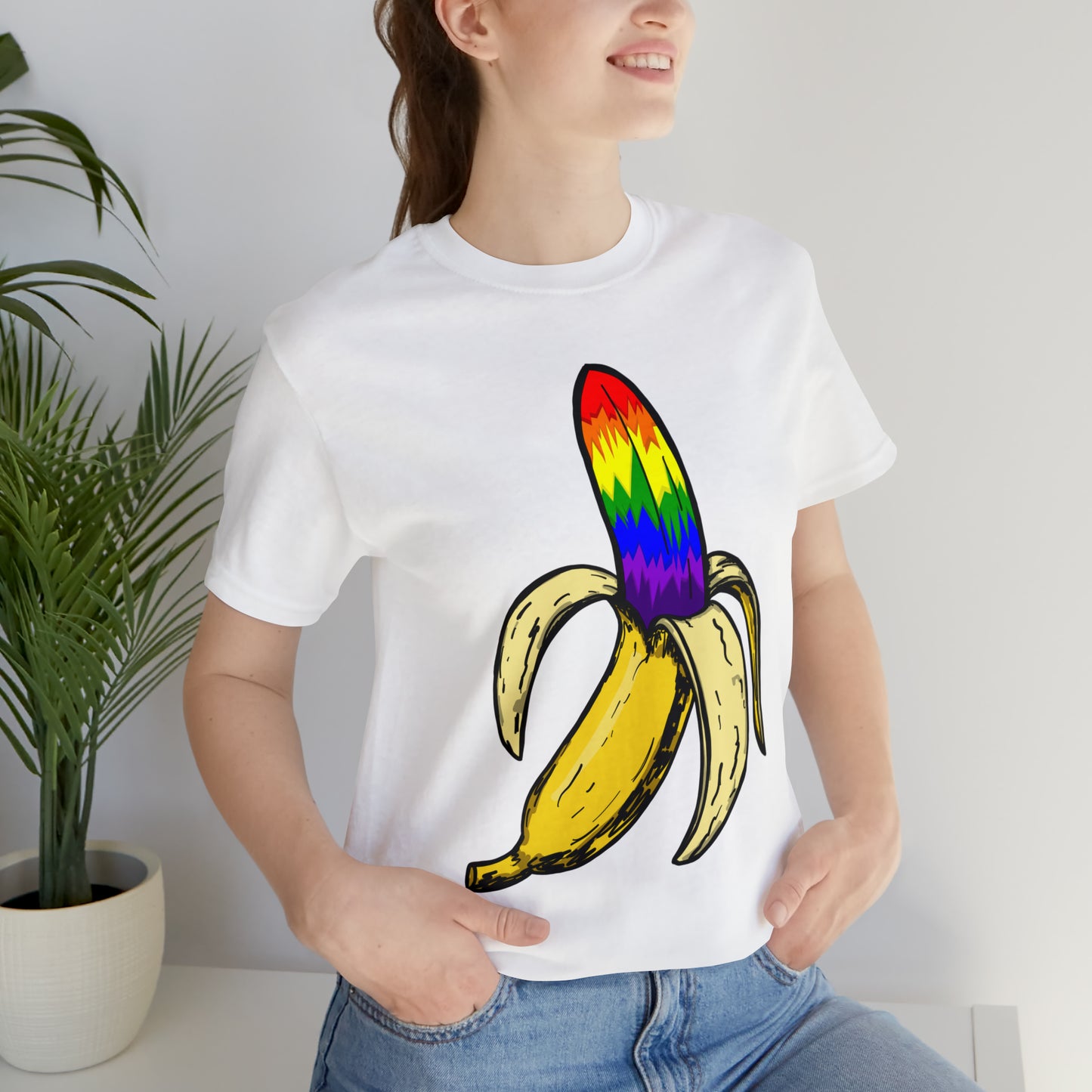 Rainbow Banana Unisex Jersey Short Sleeve Tee