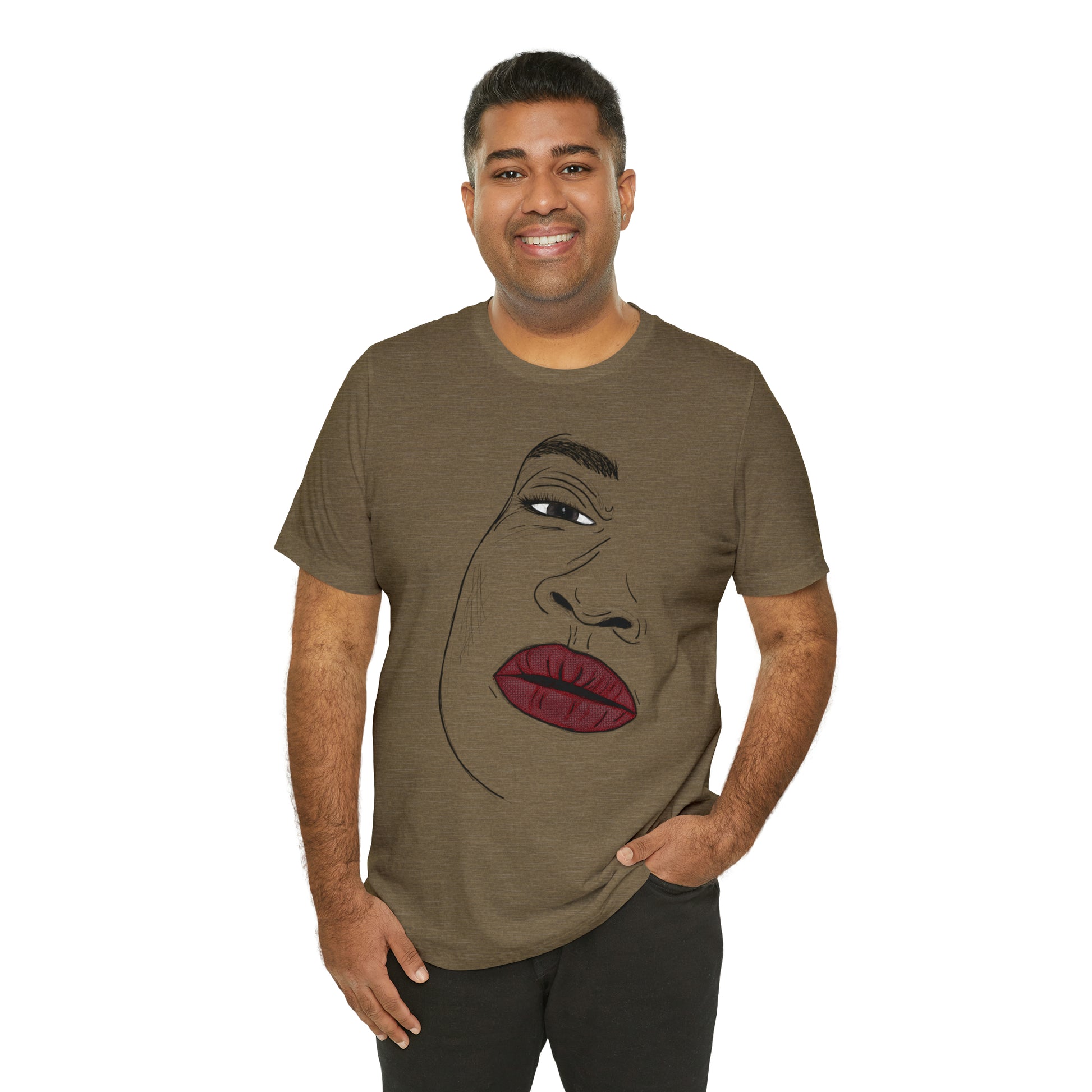 A t-shirt featuring an illustration of a compassionate and nurturing woman. The design showcases a caring woman, symbolizing empathy and kindness. This t-shirt serves as a visual representation of the importance of compassion and caring for others.