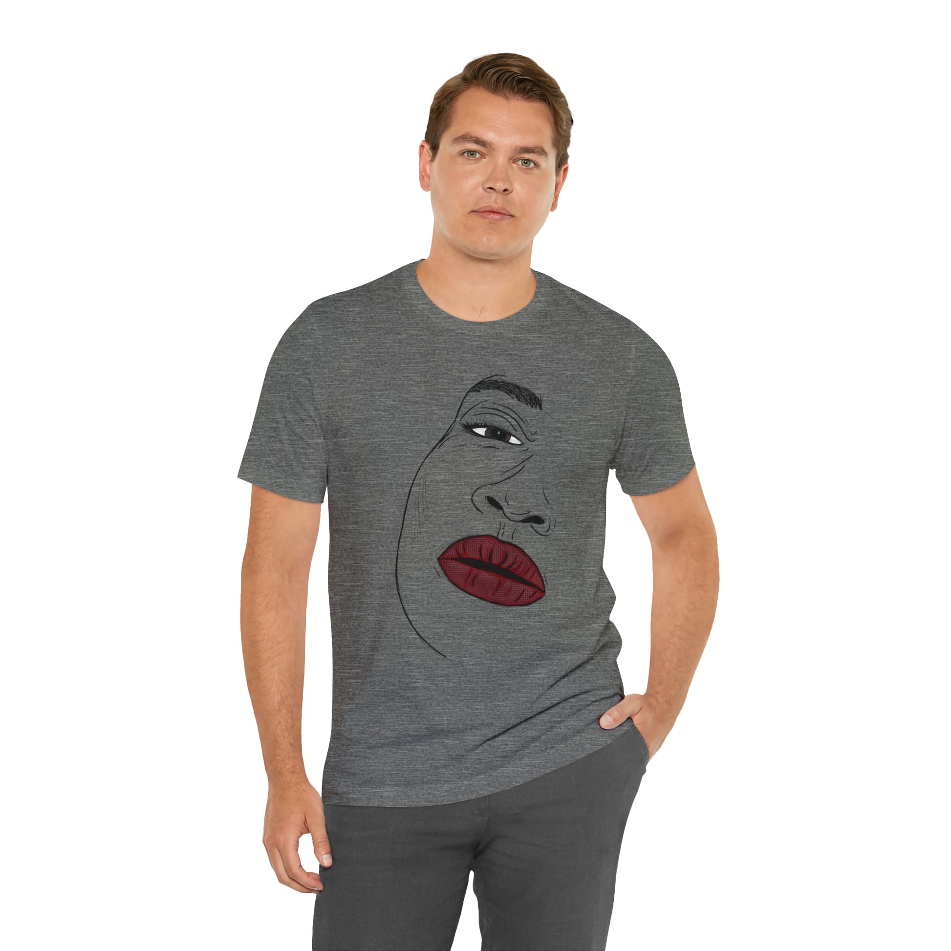 A t-shirt featuring an illustration of a compassionate and nurturing woman. The design showcases a caring woman, symbolizing empathy and kindness. This t-shirt serves as a visual representation of the importance of compassion and caring for others.