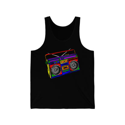 Rainbow Boombox Unisex Jersey Tank