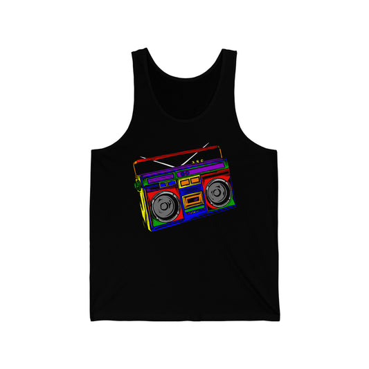 Rainbow Boombox Unisex Jersey Tank