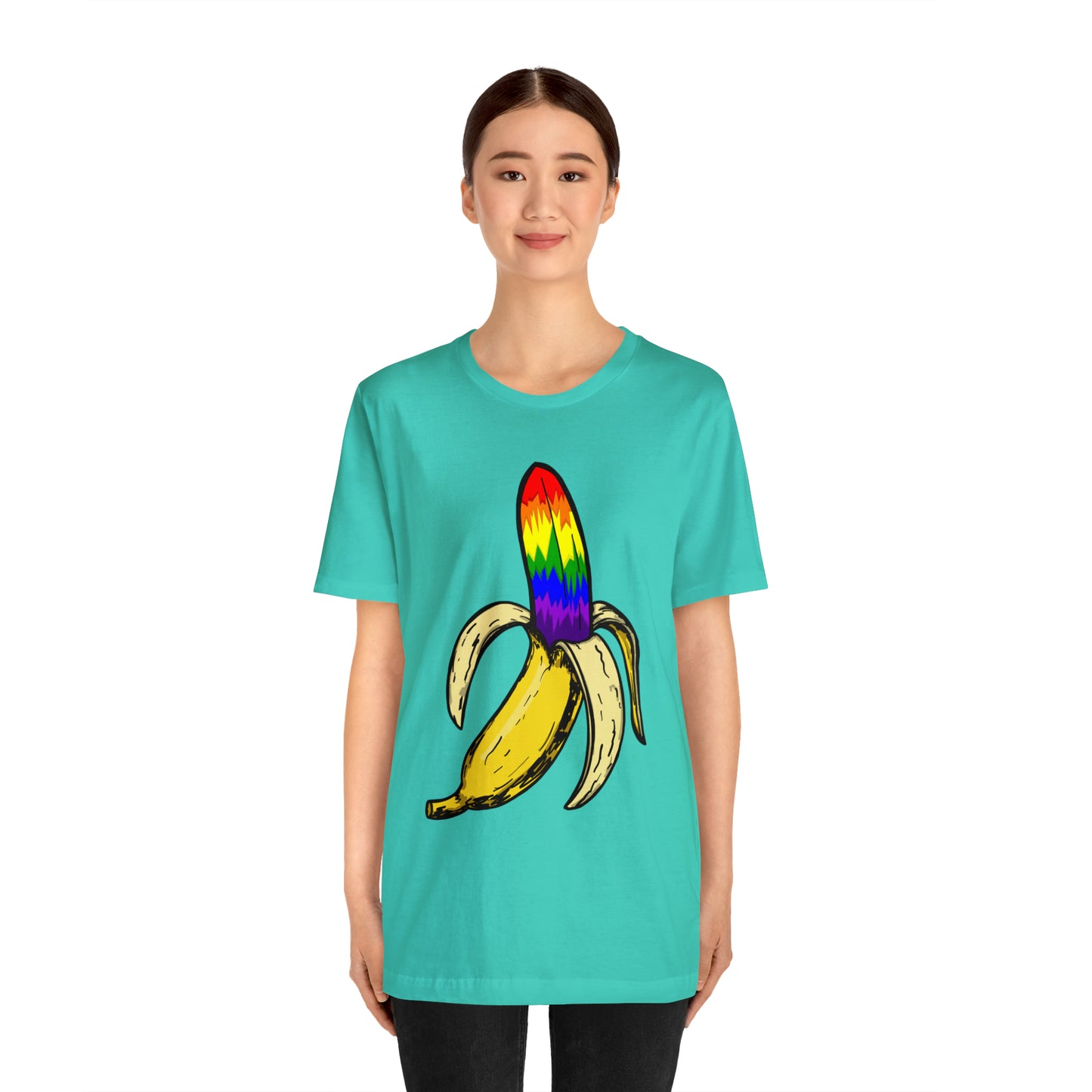 Rainbow Banana Unisex Jersey Short Sleeve Tee