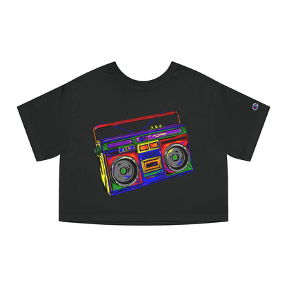 Rainbow Full-Color Boombox Crop Tee