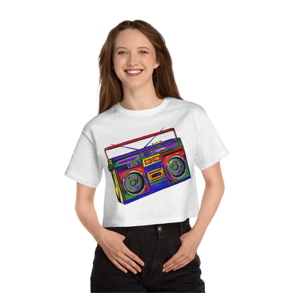 Rainbow Full-Color Boombox Crop Tee