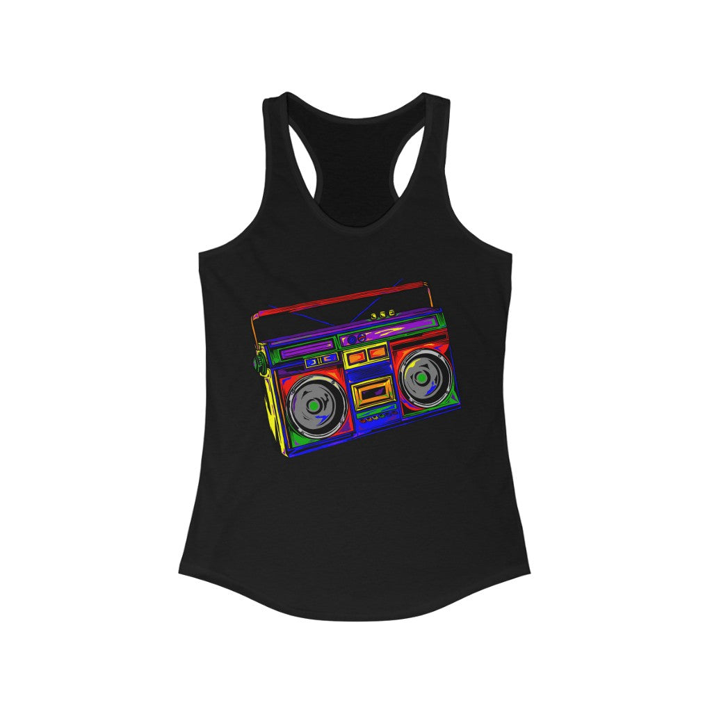 Rainbow Full-Color Boombox Racerback Tank