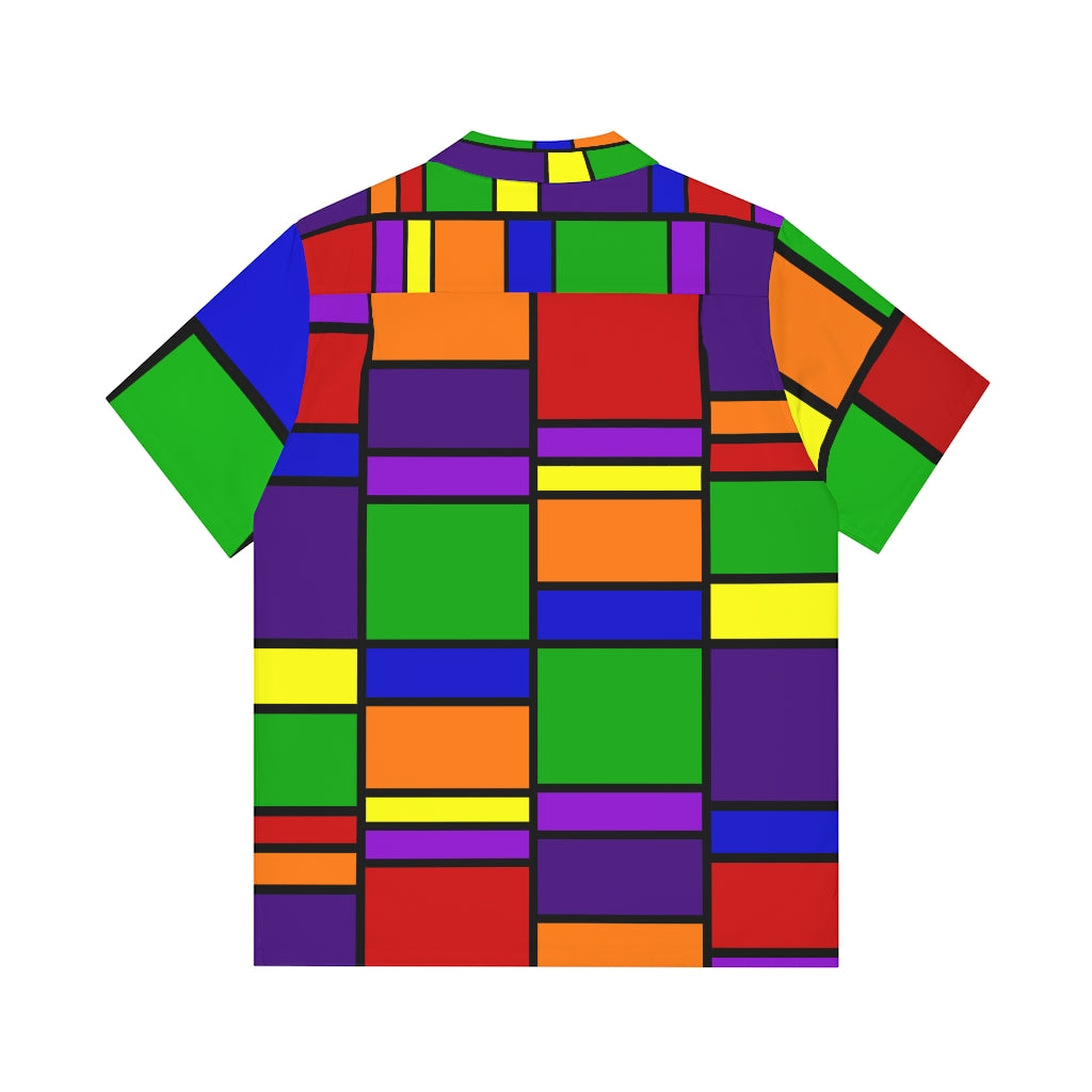 Rainbow Blocks Color Men's Hawaiian Shirt