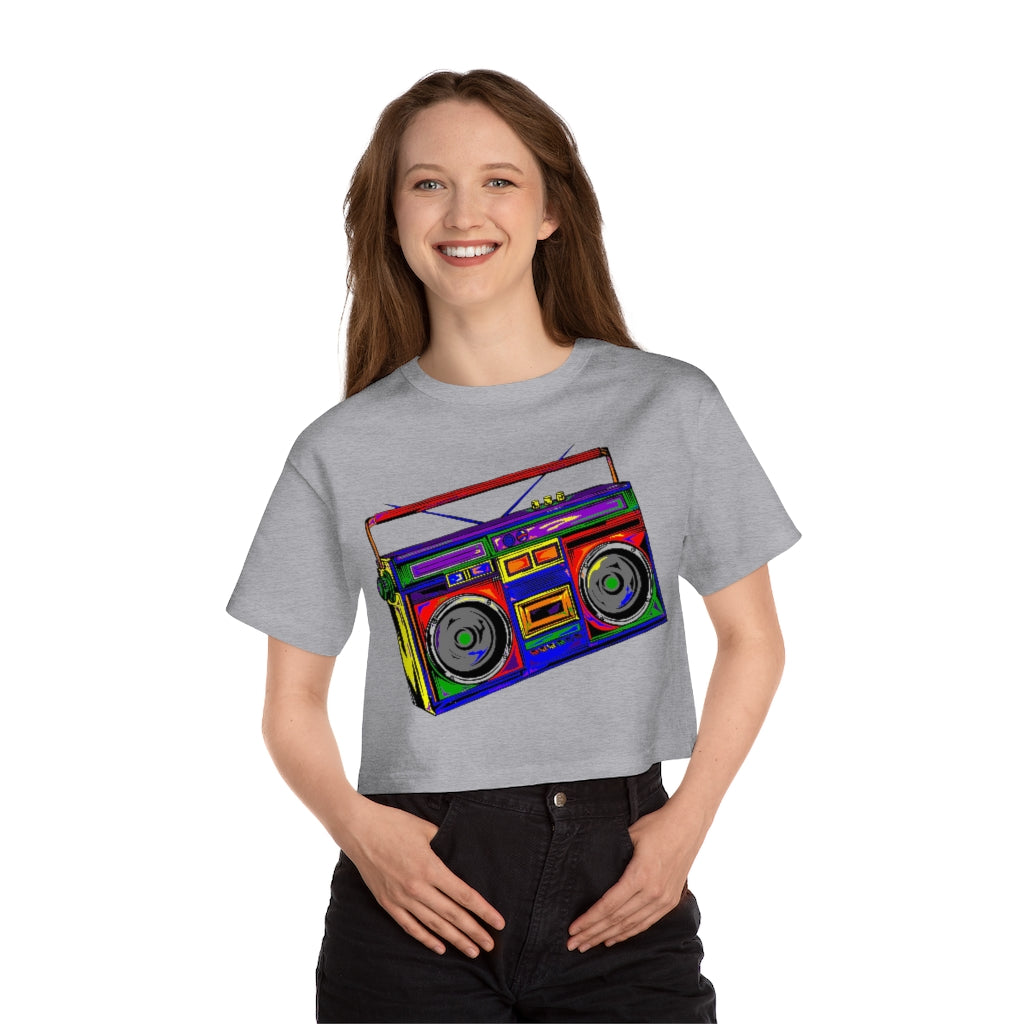 Rainbow Full-Color Boombox Crop Tee