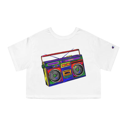 Rainbow Full-Color Boombox Crop Tee