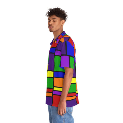 Rainbow Blocks Color Men's Hawaiian Shirt