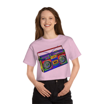 Rainbow Full-Color Boombox Crop Tee