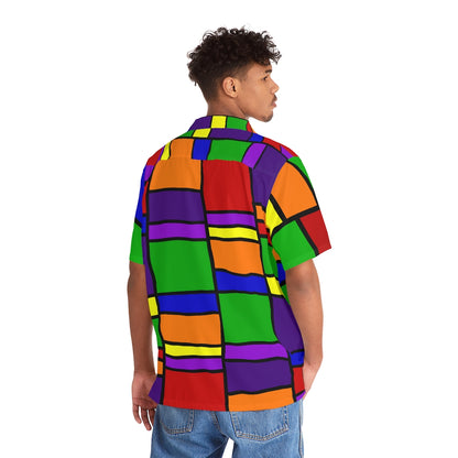 Rainbow Blocks Color Men's Hawaiian Shirt