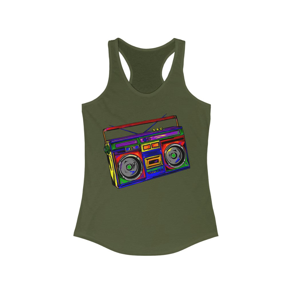 Rainbow Full-Color Boombox Racerback Tank