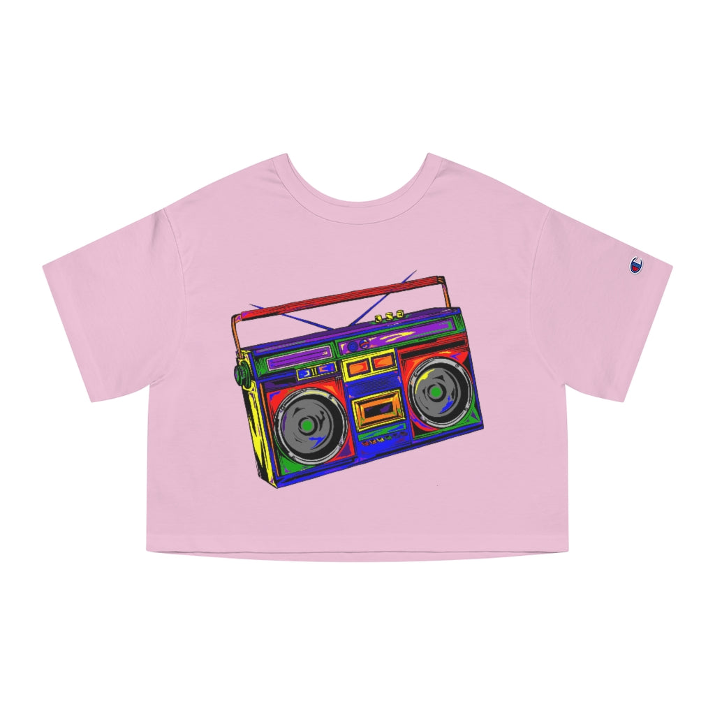 Rainbow Full-Color Boombox Crop Tee