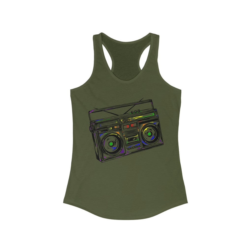 Rainbow Boombox Women Racerback Tank