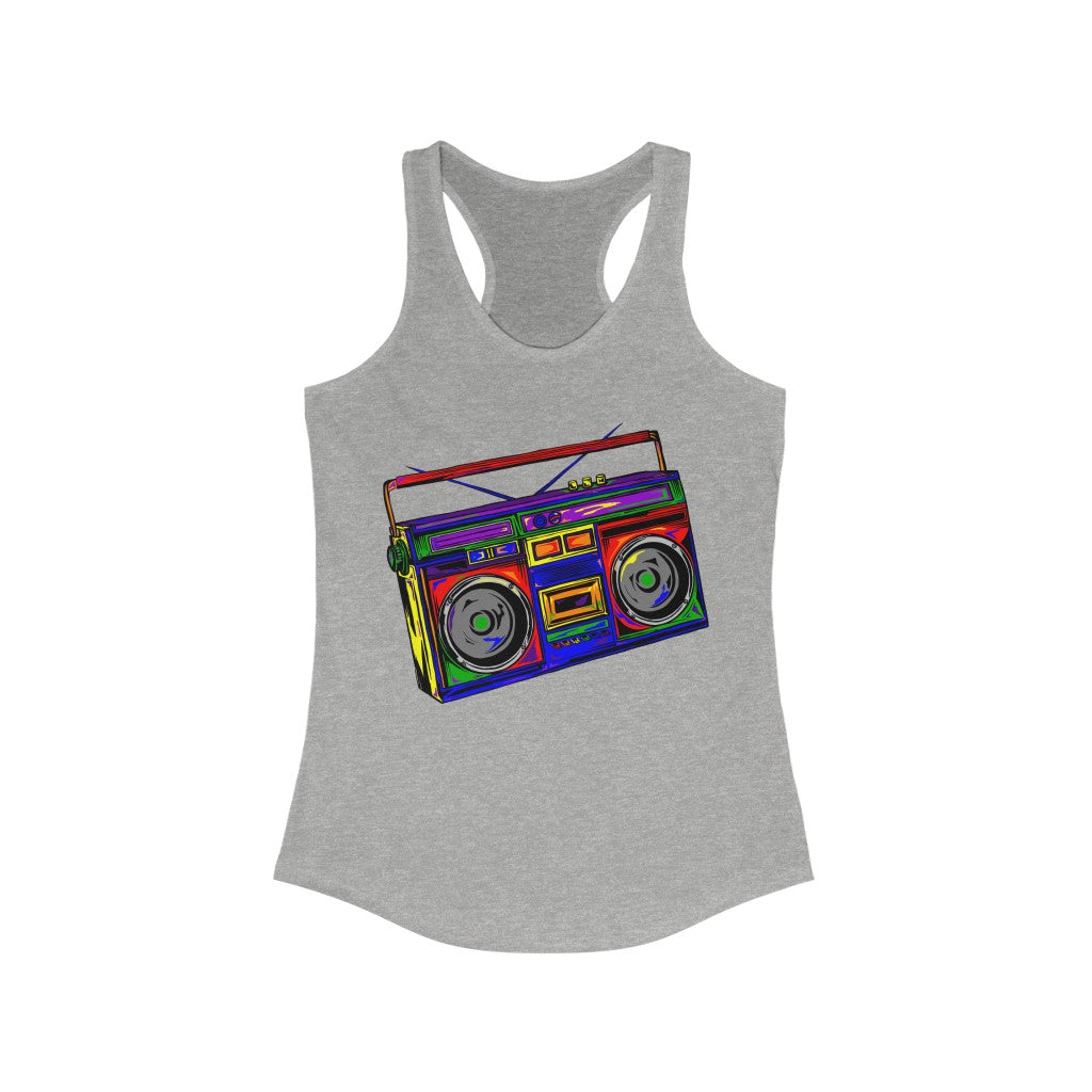 Rainbow Full-Color Boombox Racerback Tank