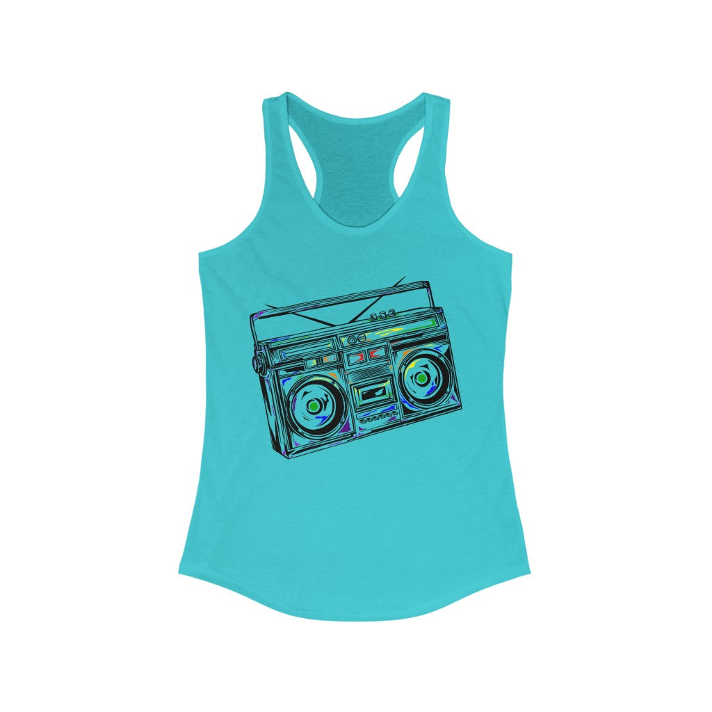 Rainbow Boombox Women Racerback Tank